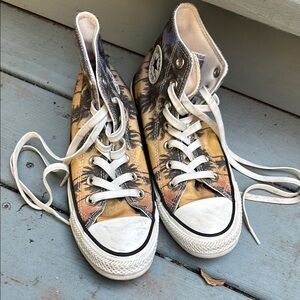 Converse High-Top Sneakers with Palm Tree Design